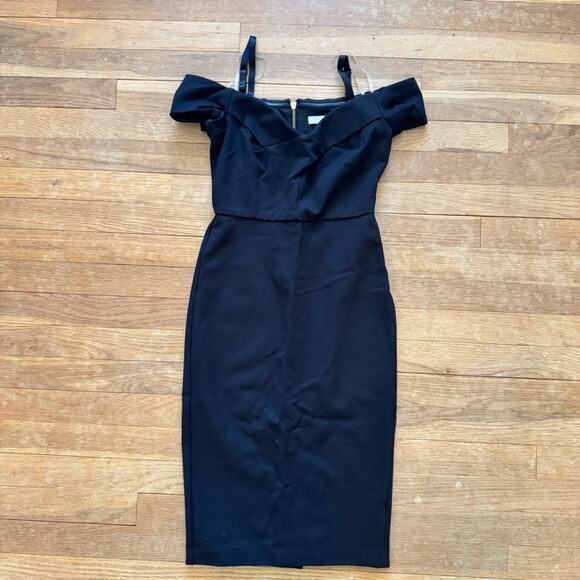 GB black off shoulder bodycon mini dress size small S b20 - Picture 1 of 5